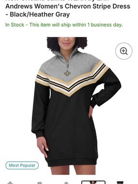 Saints Chevron Stripe Long Sleeve Dress - Black/Heather Gray